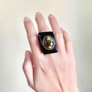 Ashley Pittman dark Horn lemon quartz cocktail gemstone ring - Size 7